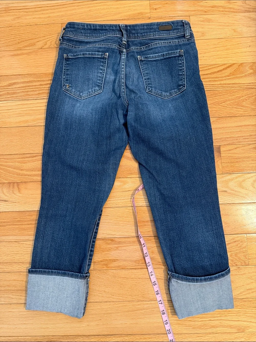 Kut from the Kloth Medium Blue Cropped Rolled Hem Jeans - Picture 5 of 10